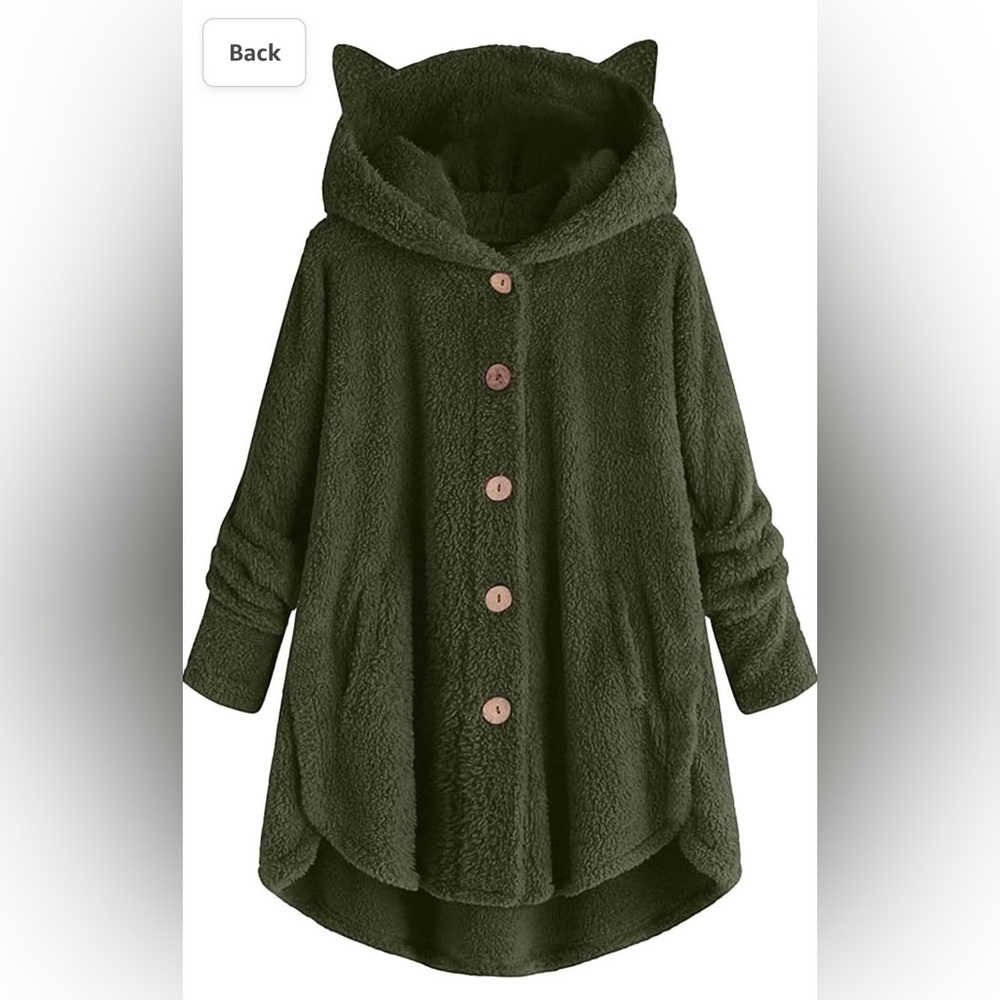 Amazon Brand Cat Ear Fleece Button Up Hoodie